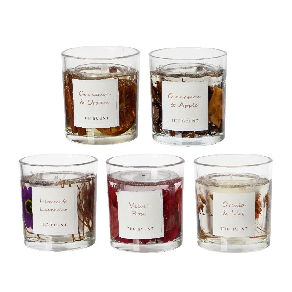 CANDELA VETRO H.9CM. FIORI SECCHI 5 ASSORTITI